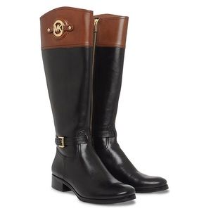 Michael Kors Two-Tone Leather Riding Boots